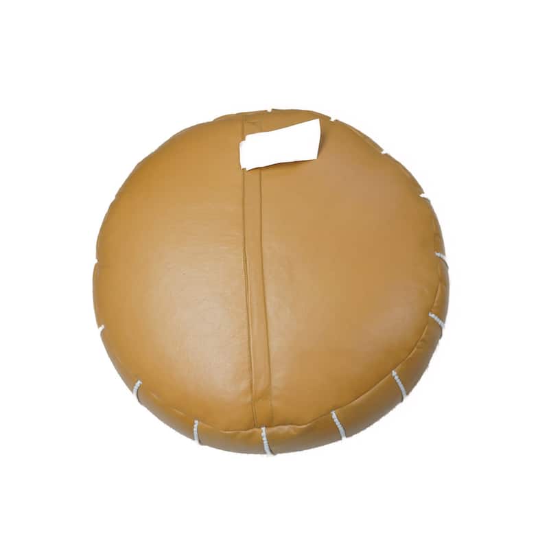 Home&Manor Moroccan Leather Roud Pouf