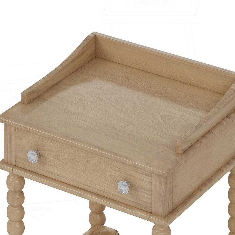Charming Retro Nightstand with Drawer and Shelf for Bedroom Enhancement