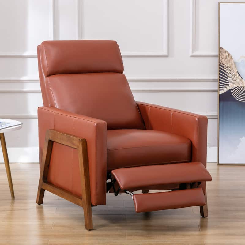 Roland Top Grain Leather Push Back Recliner by Greyson Living