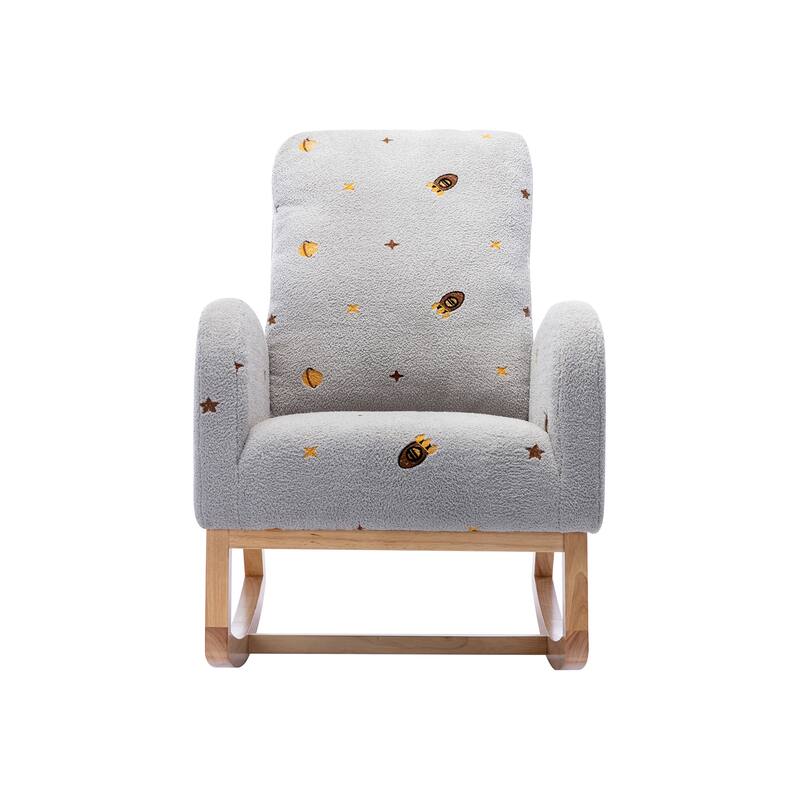 Modern Accent Rocker Armchair With Side Pocket