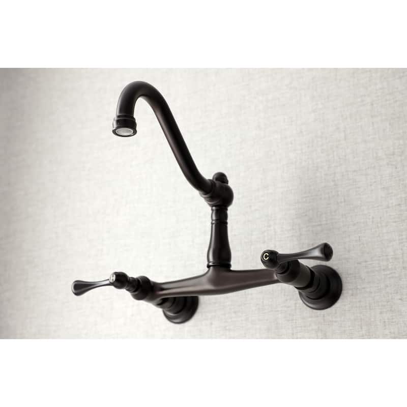 Vintage Two-Handle 2-Hole Wall Mount Bathroom Faucet
