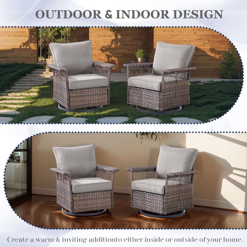 Gymojoy Outdoor Wicker Set of 2 Swivel Glider Chairs