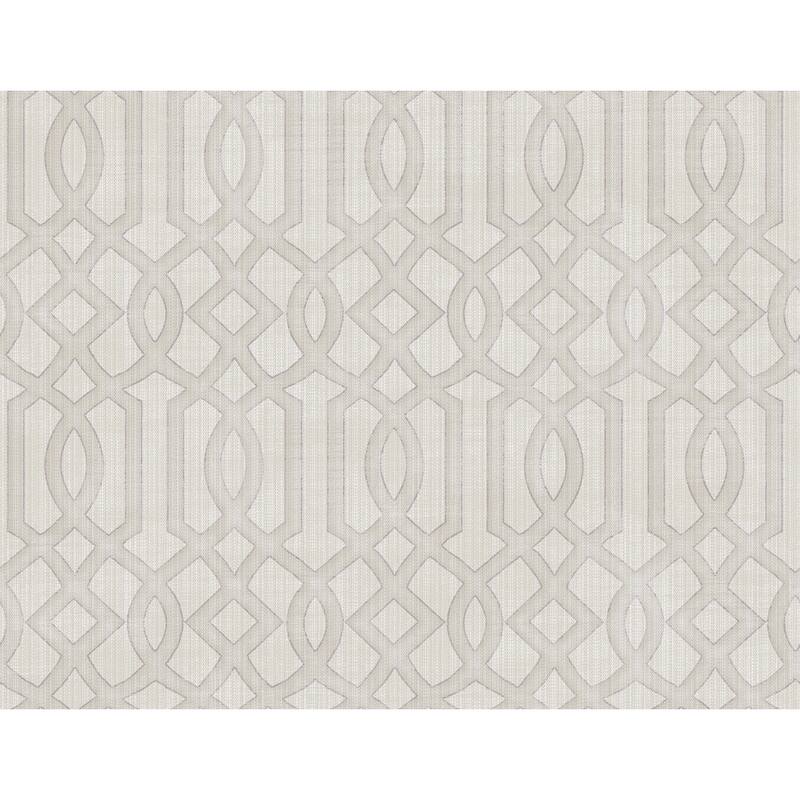 Seabrook Designs Gretel Geometric Lattice Unpasted Wallpaper - 27 in. W x 27 ft. L - Metallic Neutral & Lavender Haze