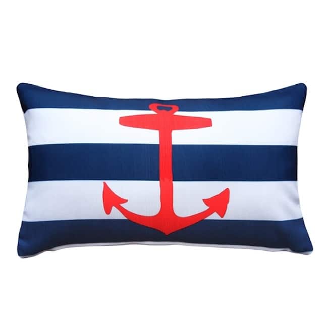 Anchor Nautical 12x19 Throw Pillow with Polyfill Insert, Red