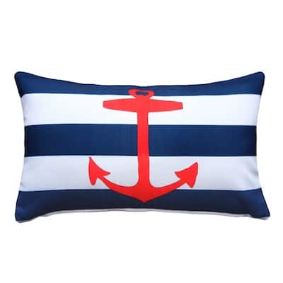 Anchor Nautical 12x19 Throw Pillow with Polyfill Insert, Red
