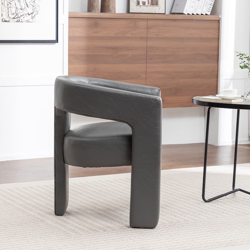 SEYNAR Modern Glam PU Leather Upholstered Dining Chair, Open-Back Accent Chair