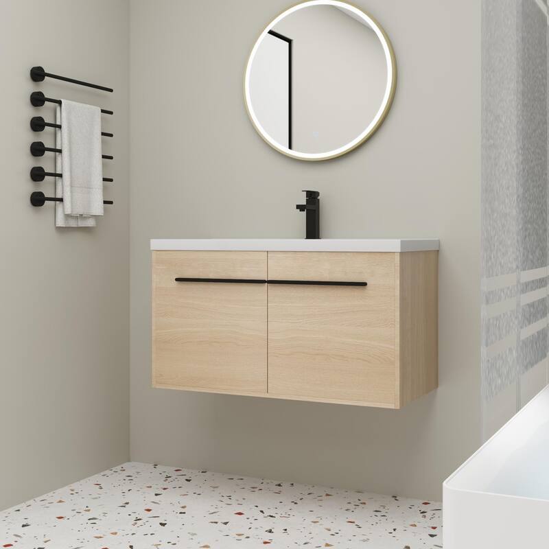 Beingnext 16''/20''/24"/30"/36" Bathroom Vanity with Sink, Floating Bathroom Vanity with Soft Close Door