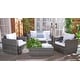 preview thumbnail 11 of 52, SAFAVIEH Outdoor Patio Furniture Machie 4-Piece Conversation Set Grey Brown/White