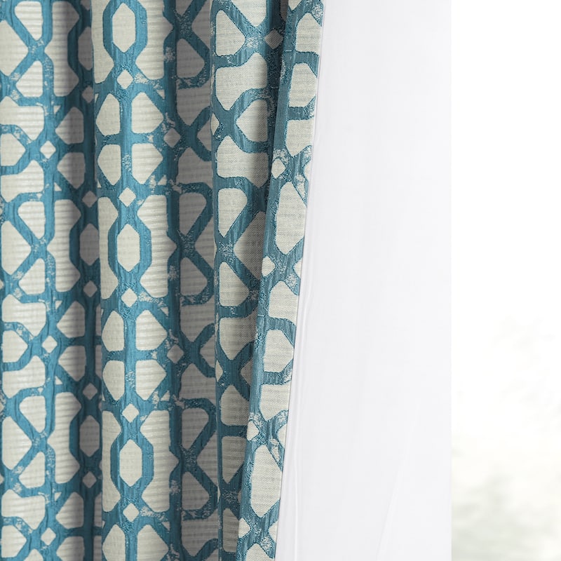 Exclusive Fabrics Jacquard Faux Silk Curtains - 1 Panel Room Darkening Curtain