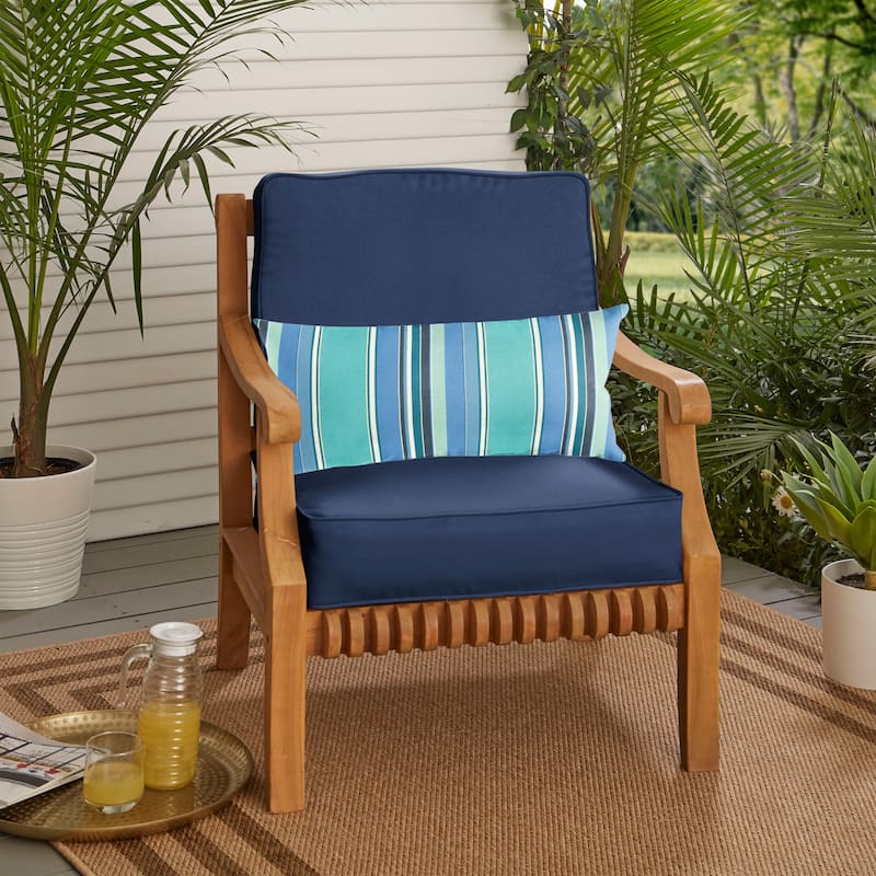 Sorra Home Oakley Sunbrella Solid Indoor/ Outdoor Corded Chair Cushion Set and Lumbar Pillow