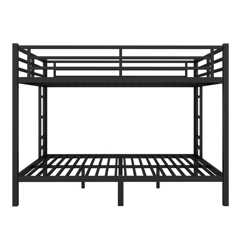 Metal Queen over Queen Bunk Bed for Teens and Adults, Space-Saving Design, Noise-Reduced, No Box Spring Needed, Black