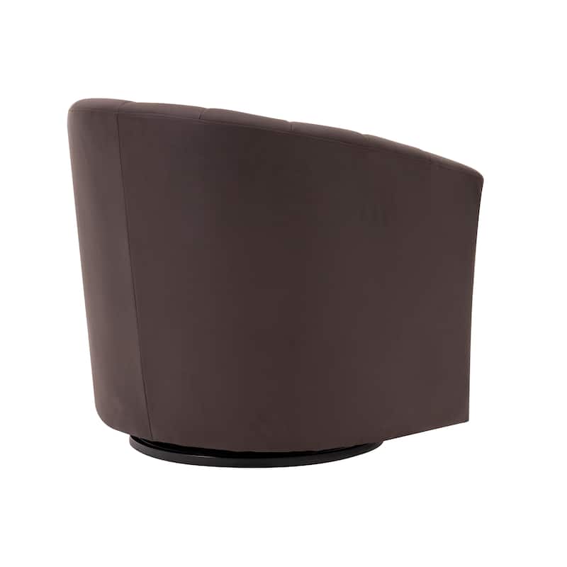 Porthos Home Manon Swivel Faux Leather Barrel Accent Chair with Removable Seat Cushion