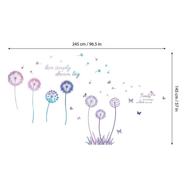 Walplus Large Purple Dandelions And Butterflies Nursery Wall Stickers Decals