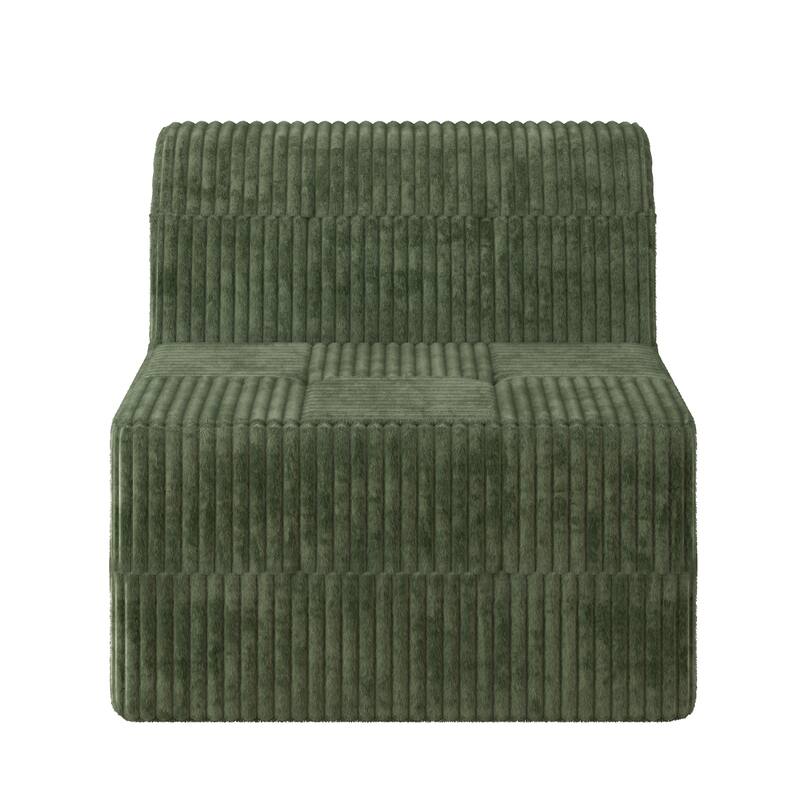Minimalist Corduroy Upholstered Sectional Sofa with Chaise, Modular Compressed Sleeper Couch with Ottoman for Living Room