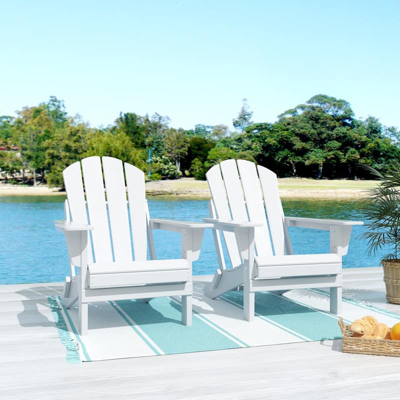 POLYTRENDS Laguna All Weather Poly Outdoor Adirondack Chair - Foldable (Set of 2) - White