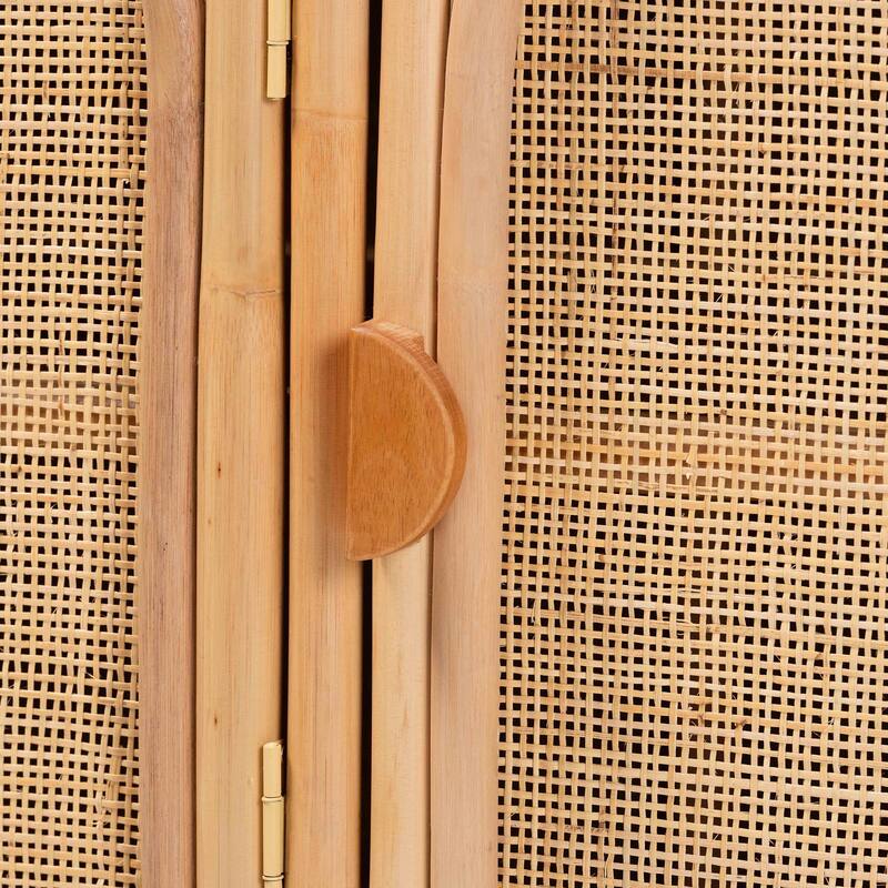 Evania Bohemian Natural Rattan 3-Door Storage Cabinet