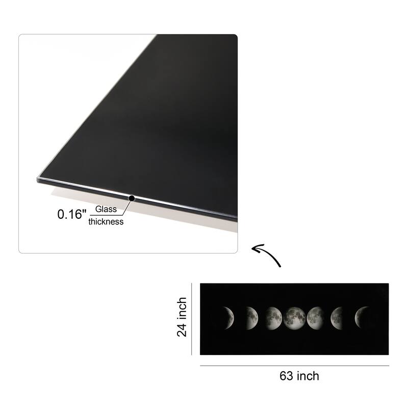 "Moon" Frameless Free Floating Tempered Glass Panel Graphic Wall Art