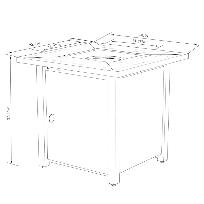 30" Propane Square Steel Gas Fire Pit with 50000 BTU