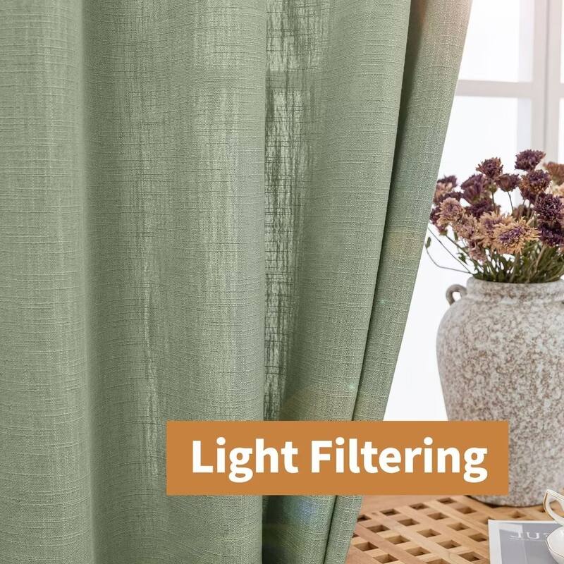 Linen Texture Light Filtering Grommet Panel Pair