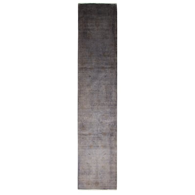 ECARPETGALLERY Hand-knotted Vibrance Grey Wool Rug - 2'2 x 12'0