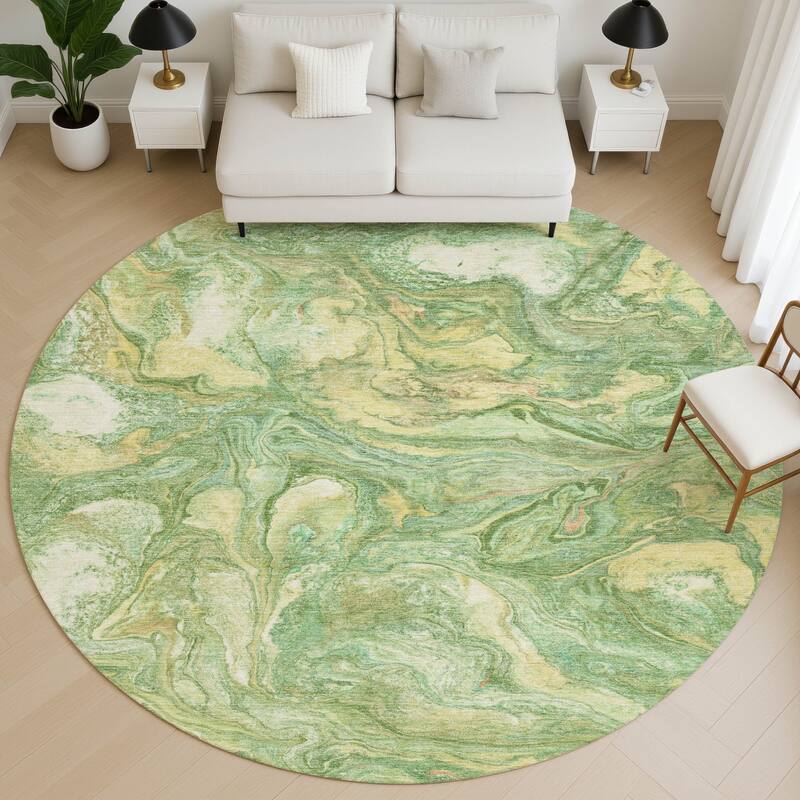 Premium Washable Super Soft Modern Contemporary Mayfield Rug - Green - 8' x 8'