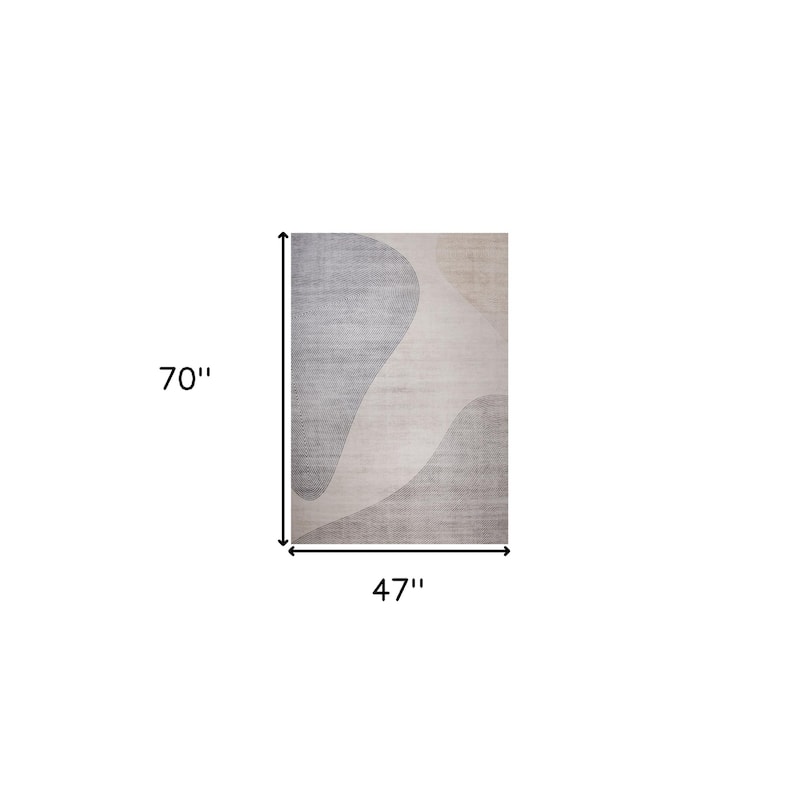 Qozo Abstract Modern Stain Resistant Woven Durable Area Rug By HomeRoots - 70' X '47' X '0.4