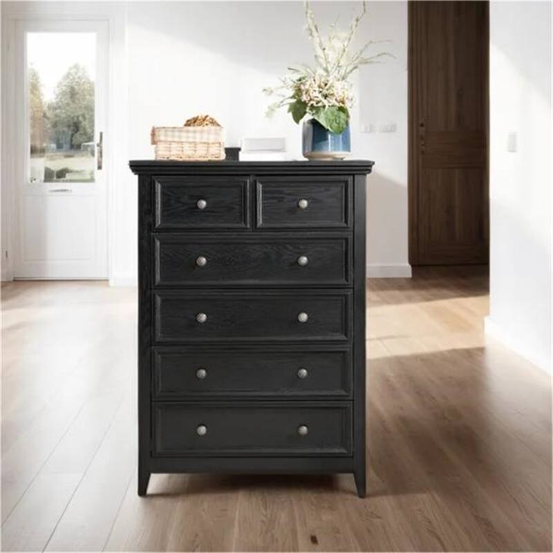 Modern 6 Drawers Dresser with Metal Handles and Metal Slide Rails