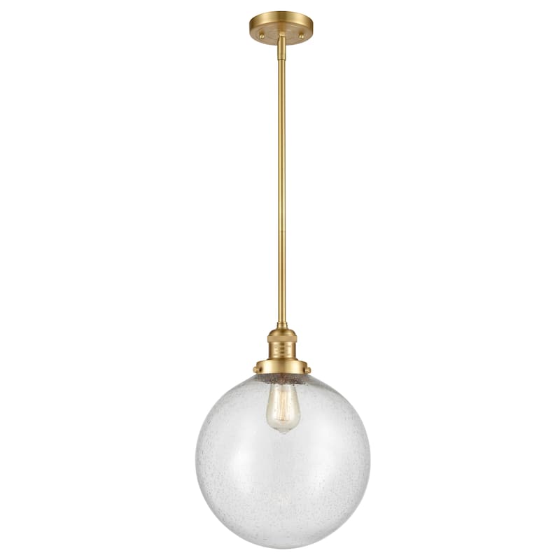 Innovations Lighting Franklin Restoration Beacon - 1 Light 12" Stem Hung Mini Pendant - Satin Gold/Seedy