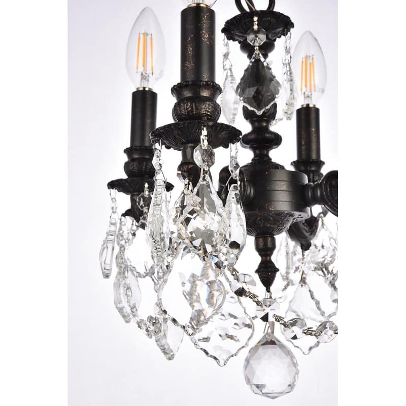 Somette Crystal 4-light Dark Bronze Finish Chandelier