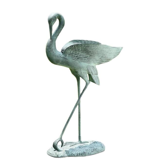 Verdigris Finish Indoor Outdoor Crane Bird Planter 30 Inches Tall - 30 X 17 X 8.5 inches