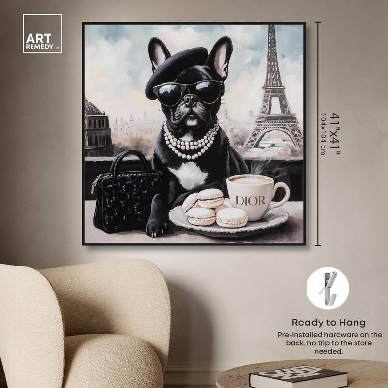 Frenchie in Paris Treats Canvas by Art Remedy