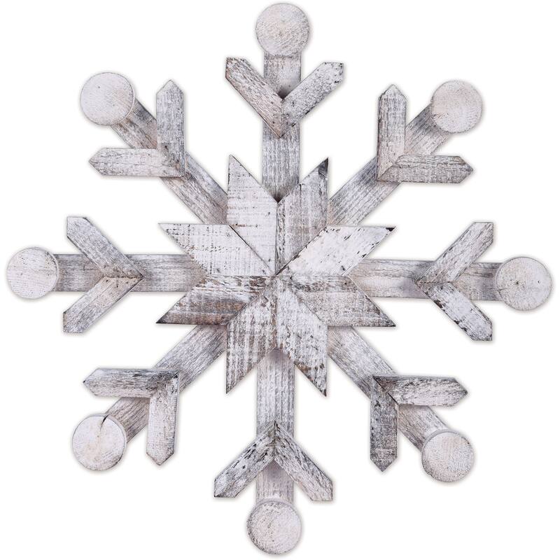 White Wood Snowflake 10" -Set of 2