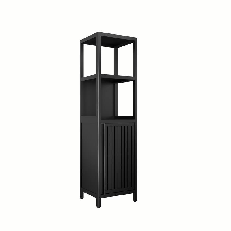 52-Foot-Tall Black Linen Tower Bamboo Storage Cabinet, Suitable For Living Rooms Bathrooms Bedrooms