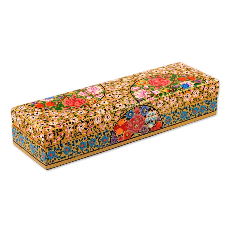 Novica Handmade Kashmir Posies Papier Mache Decorative Box