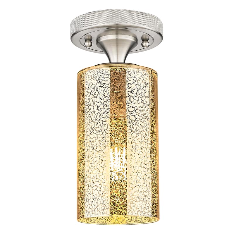 Innovations Lighting Downtown Urban - Crown Point - 1 Light 7" Flush Mount Light - Satin Nickel/Mercury Shade