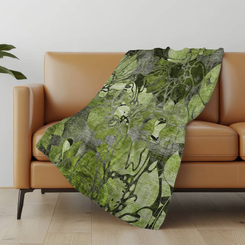 Premium Machine Washable Modern Floral Sherpa Throw Blanket