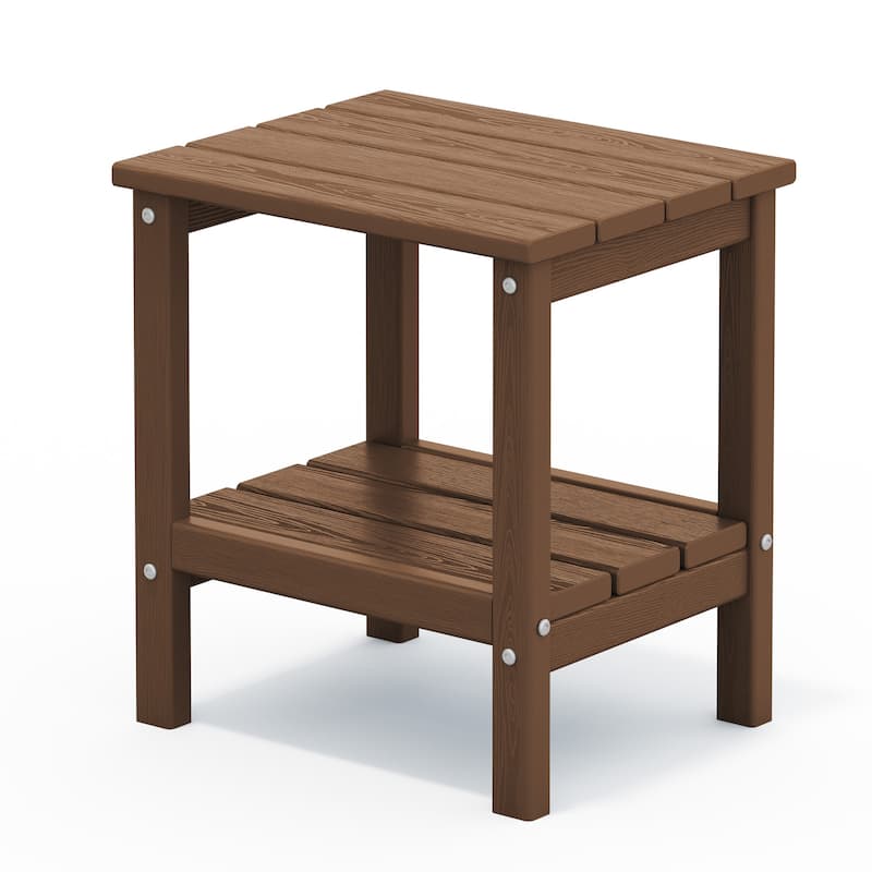 Outdoor HDPE Classic Double-Layer Adirondack Side Table - Brown