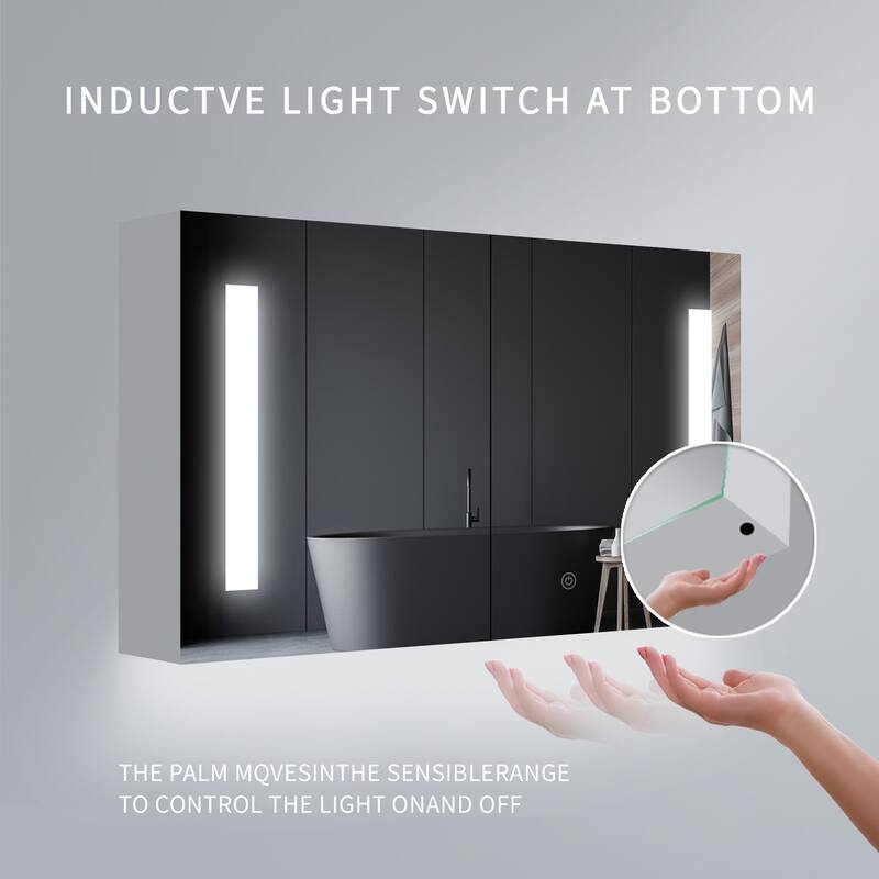 36"W x 24"H Lighted Bathroom Medicine Cabinet with Mirror, Double Door