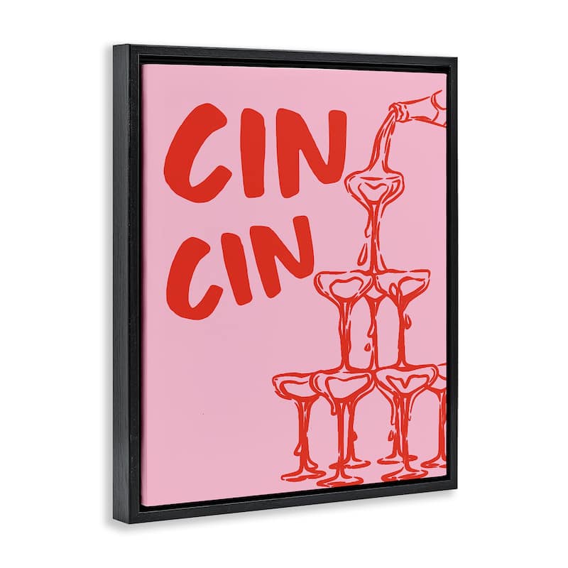 Stupell Cin Cin Champagne Tower Framed Floater Canvas Wall Art Design By House of Lulu