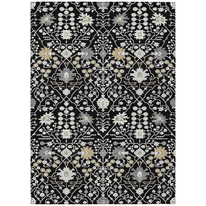 Machine Washable Indoor/ Outdoor Global Traditional Chantille Rug