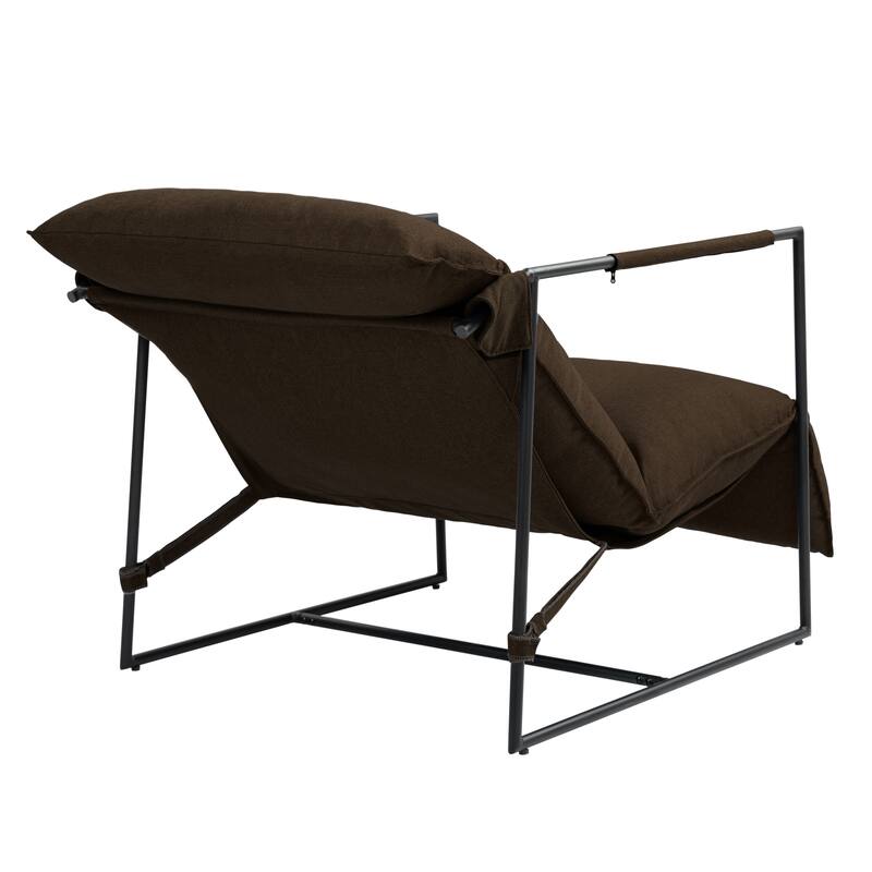 Metal Framed Sling Accent Chair with Bag Cushion