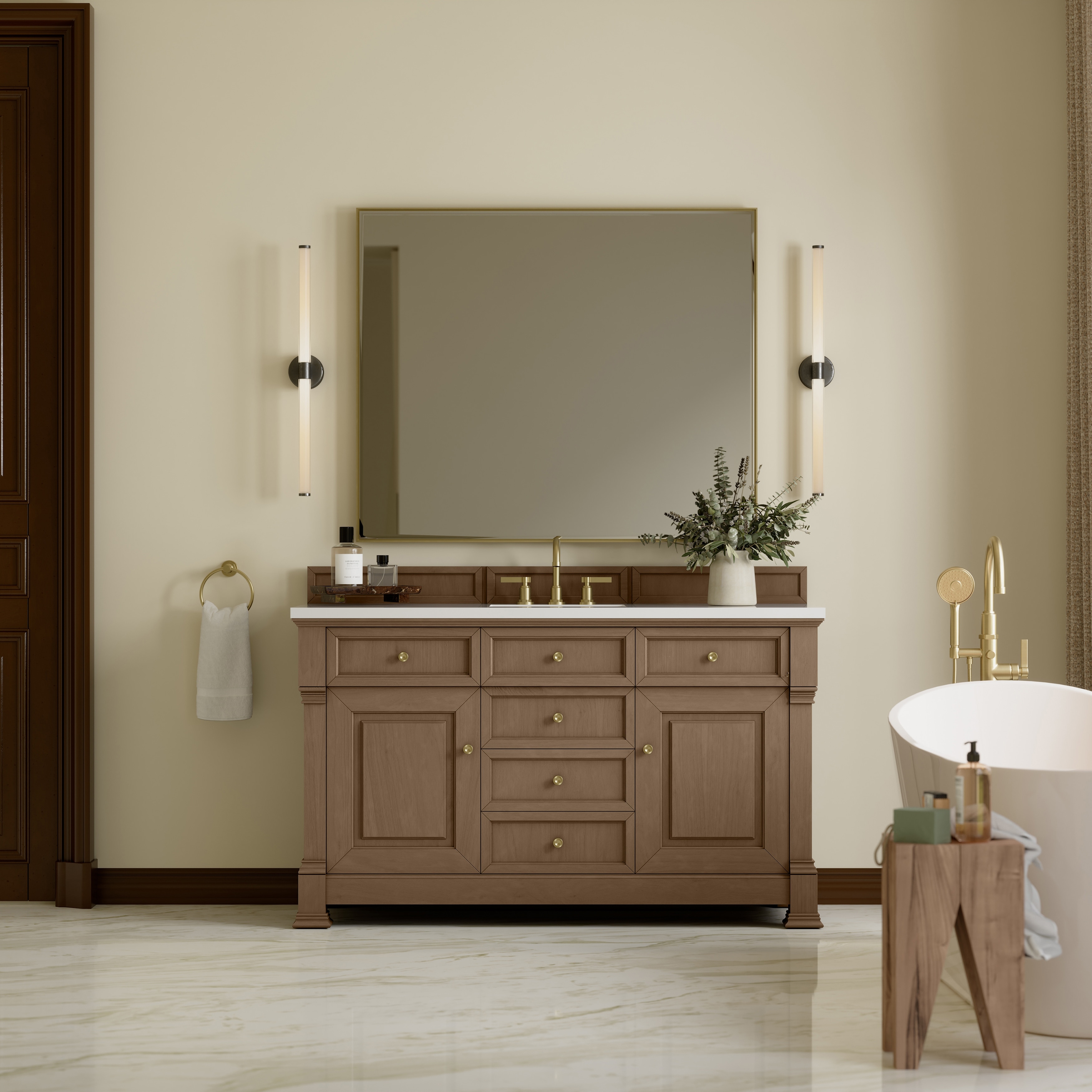 James Martin Vanities Brookfield 60S" Single Vanity, Pecan