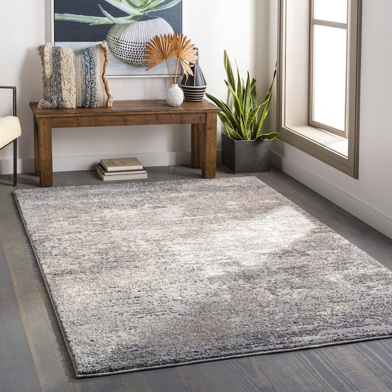 Livabliss Bethanne Modern Abstract Area Rug - Grey - 6'7" x 9'