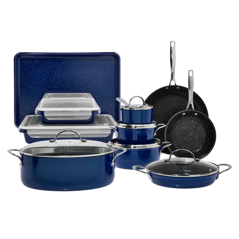 Curtis Stone 17-piece All-Purpose Cookware Set Refurbished - Blue