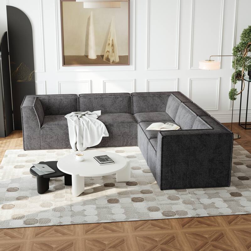 106"x106" Chenille Modular L-Shaped Sectional Sofa (5-Piece)