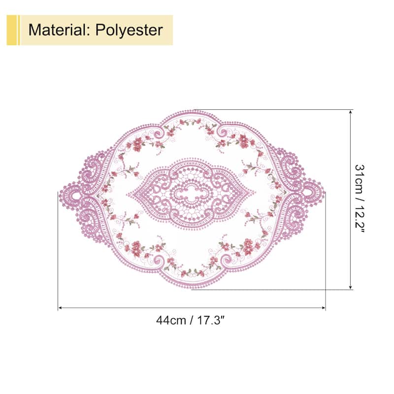 12x17in Retro Lace Placemat Oval French Crochet Doilies Coasters - Purple