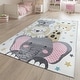 preview thumbnail 5 of 4, Kids Rug for Nursery Cute Animals in Cream Pastel Colors