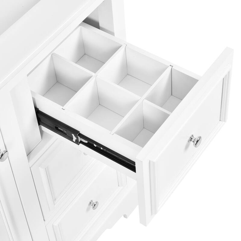 30'' Bathroom Vanity with Top Sink, Freestanding Vanity Set with Mirror Cabinet