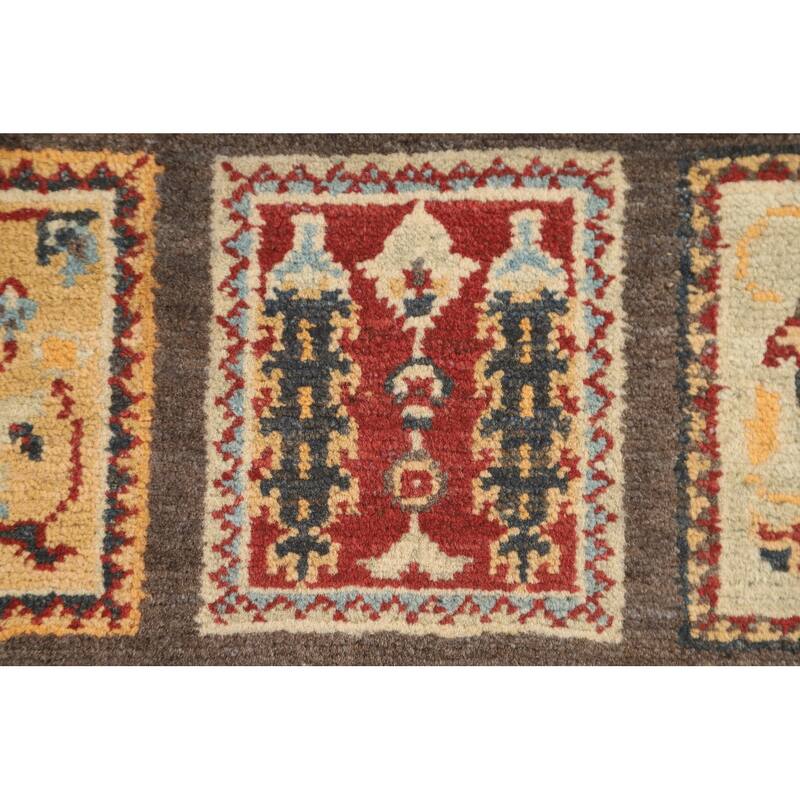 Brown Kazak Accent Rug Handmade Wool Carpet - 2'7" x 4'0"