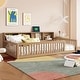 preview thumbnail 17 of 22, Kids Wood Semi-enclosed fence Floor Bed with Storage Cabinets and USB Ports Natural